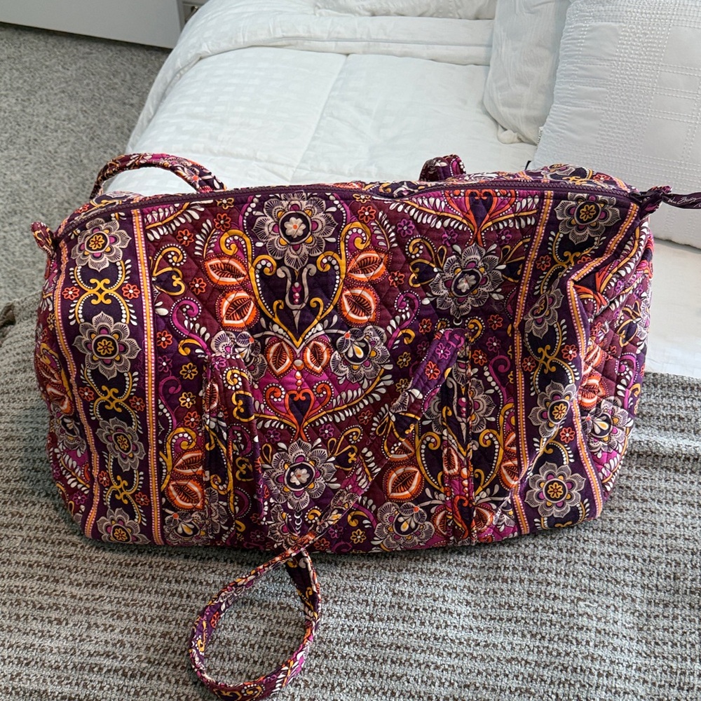Vera Bradley Plum Paisley Quilted Travel Duffel - Purple & Orange Accents